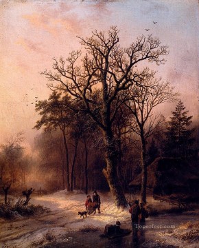 バレンド・コルネリス・コエクク Painting - 冬の森 オランダの風景 Barend Cornelis Koekkoek